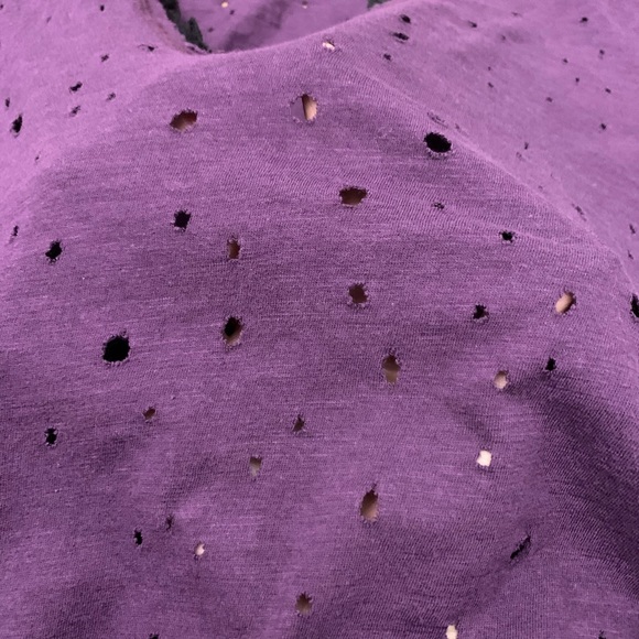 Torrid Lace Trim Purple T-Shirt 0 Large with Holes - Picture 3 of 4